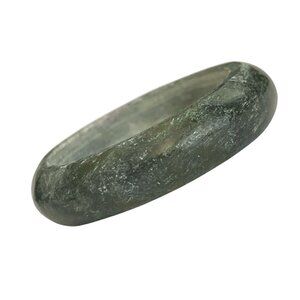 Vintage Natural Dark Green Jade Band Ring Size 6 8 9 Semiprecious Stackable